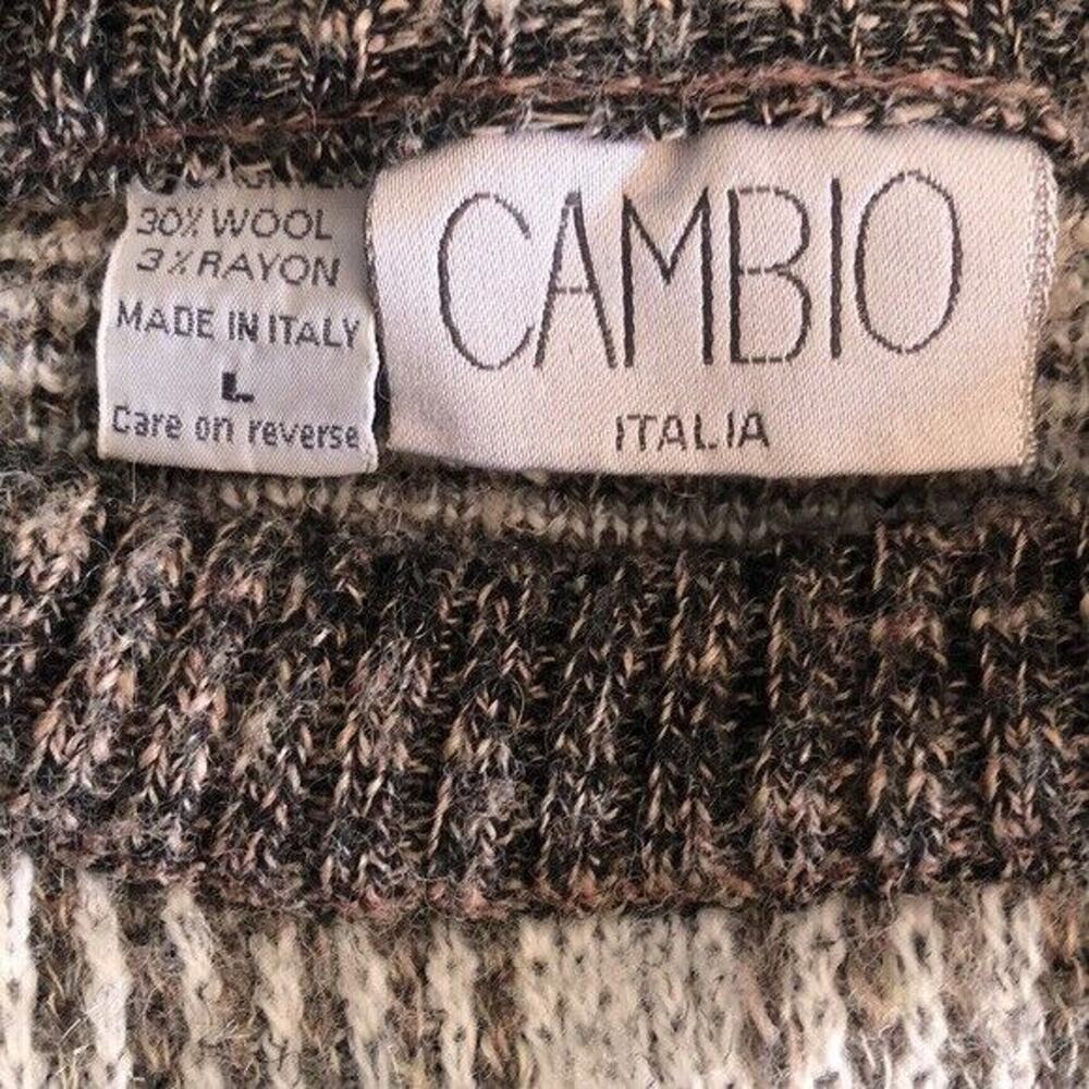 Vintage 80s Cambio Italia Made In Italy Wool Wool Blend Acrylic Sweater Size L - Picture 3 of 6
